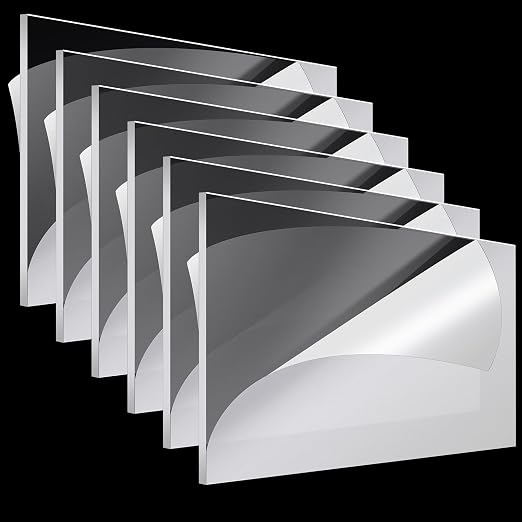 Roowest 6 Pcs 24 x 48 Inch, 1/8 Inch Thick Clear Acrylic Sheets Plastic