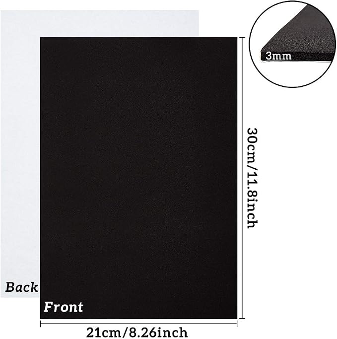 BENECREAT 10PCS 3mm Thick Self-Adhesive Foam Sheet 8.3x11.8" Insulation Foam
