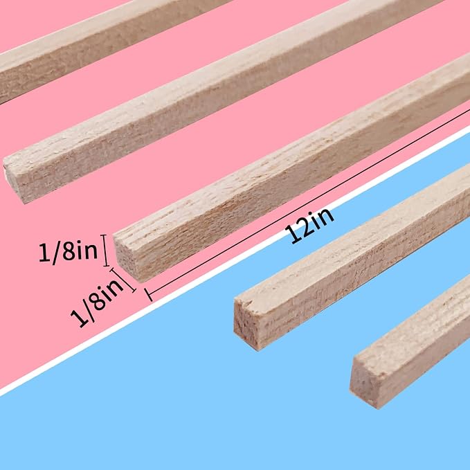 250 Pcs Balsa Wood Sticks 1/8 x 1/8 x 12 Inch balsa Wood Strips Hardwood Square