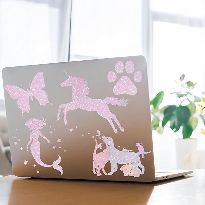 Clabby 36 Sheets Holographic Sticker Paper A4 Vinyl Holographic Laminate Sheets