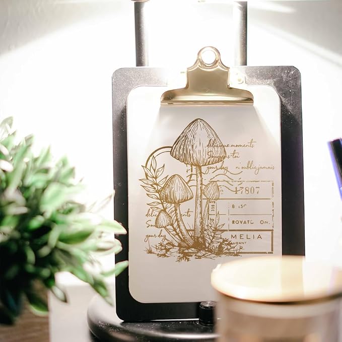 GLOBLELAND Vintage Mushroom Text Clear Stamps