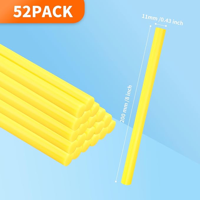 MATUFF Yellow hot Glue Sticks Full Size 0.43” Dia x 8” Long, All-Purpose