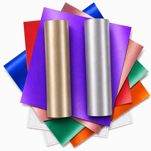 Matte Metallic Permanent Vinyl Sheets, Metallic Craft Vinyl