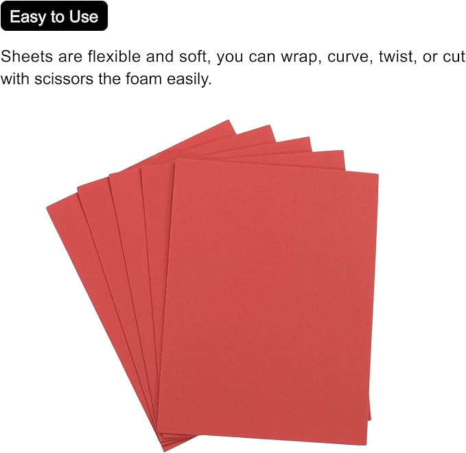MECCANIXITY EVA Foam Sheets Red 7.6 Inch x 5.9 Inch 2mm Thickness