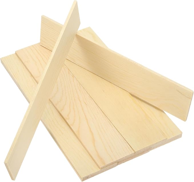 MECCANIXITY 10Pcs Wood Strips Slats, 5/64" x 1‑5/8" x 8" Thin Wood Sticks Flat