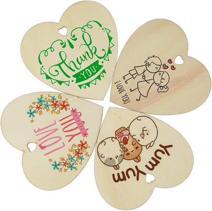 obmwang 50 Pieces 3 Inch Natural Heart Wood Slices, DIY Wooden Ornaments