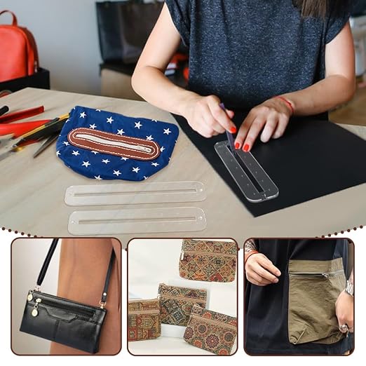 PH PandaHall 6pcs 3 Sizes Zipper Making Templates