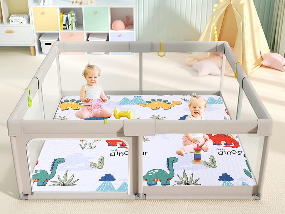 50 x 50 Play Mat for Baby Playpen Tummy Time, Non-Slip Washable Baby Playpen Mat, Baby Crawling Mats for Floor, Portable Travel Large Play Mats for Toddlers and Infants