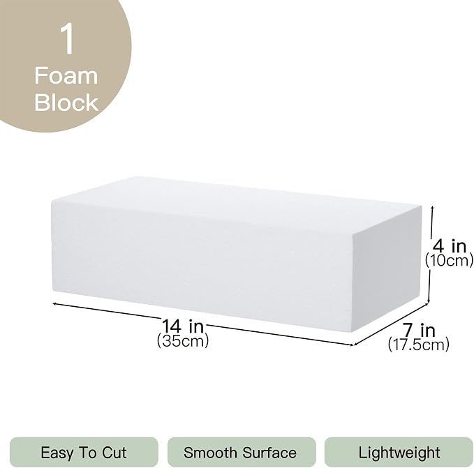 Crafare Large Craft Foam Block 14x7x4inch Foam Blocks Polystyrene Foam Brick