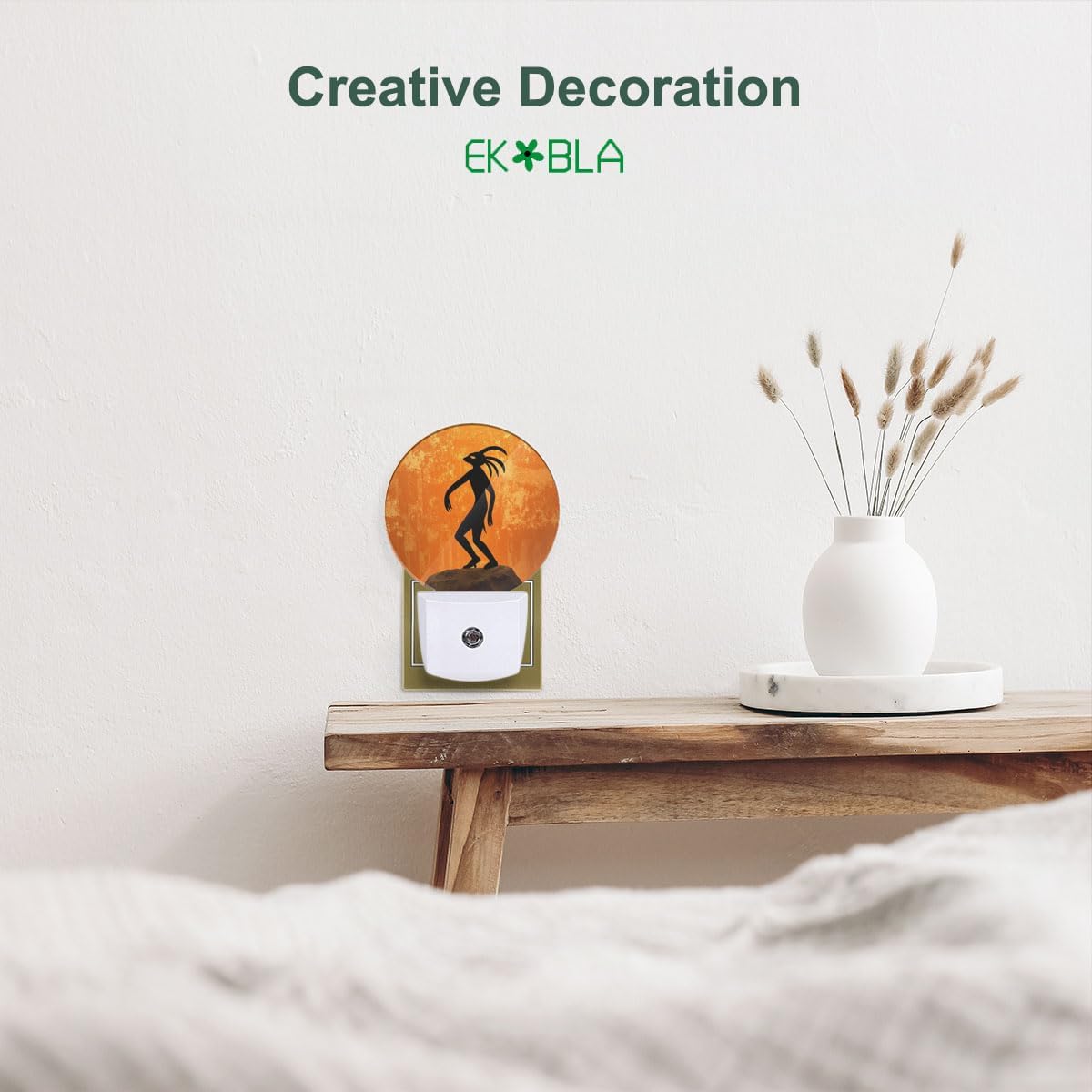 EKOBLA Orange Night Light -0.5W Dusk to Dawn Energy Efficient LED Plug-in Nightlights with Auto Sensor, Soft Glow for Nursery & Bathroom (Image of Native American Cultural Gods)