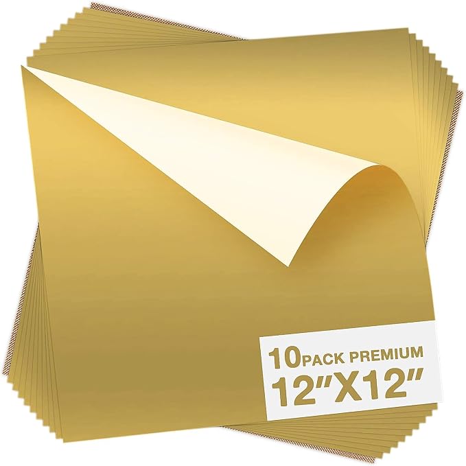 Dysania Gold Heat Transfer Vinyl, 10 Pack 12 x 12in Gold HTV Vinyl | Iron on
