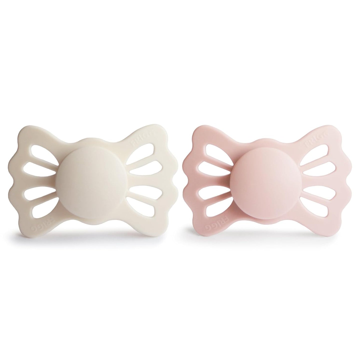 FRIGG Lucky Symmetrical SilkySoft Silicone Baby Pacifier | Made in Denmark | BPA-Free (Cream/Blush, 6-18 Months)