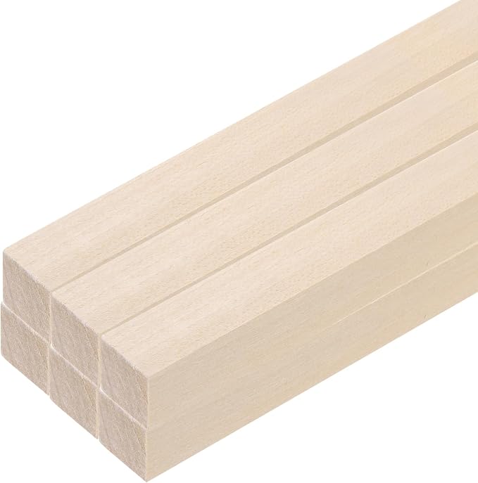 MECCANIXITY 6pcs Wood Sticks, 3/4"x 3/4" x 12" Rectangle Wooden Cube Wood