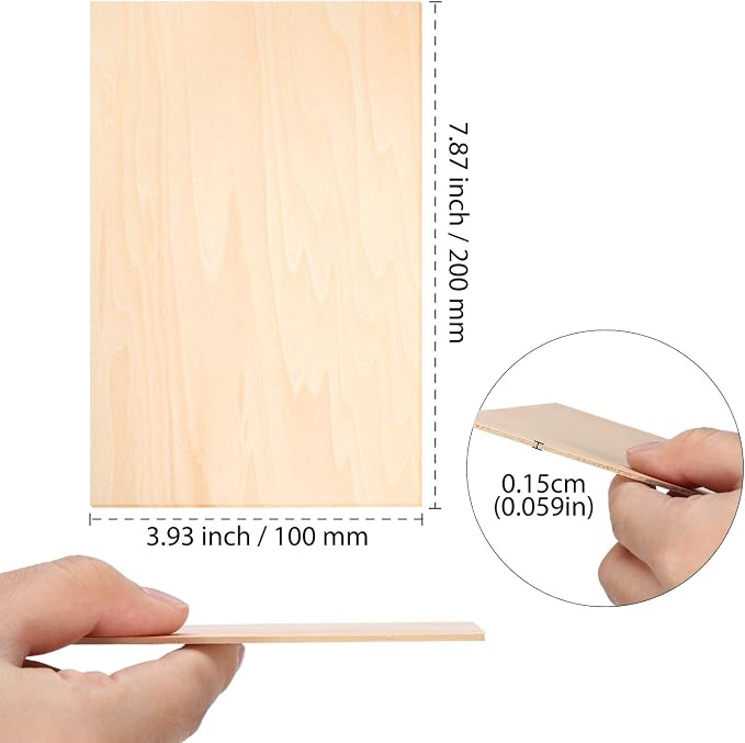 Blulu 10 Pack Basswood Sheets 8 x 4 x 1/16 Inch Thin Plywood Board Sheets