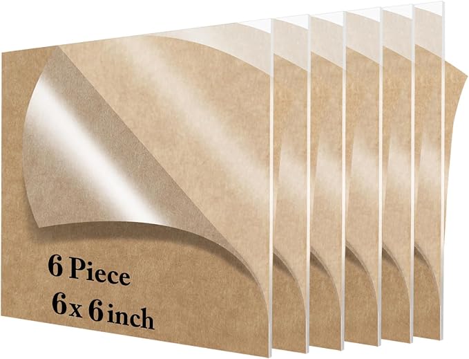 Lesnlok 6 Pieces 6 x 6 Acrylic Sheet 1/8 Thick 3mm Plexiglass Sheet,