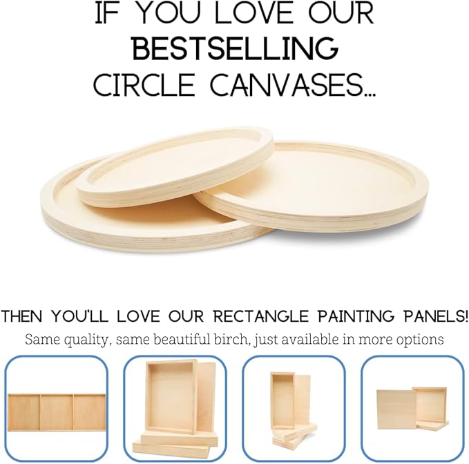 Circle Wood Panels for Painting 14 inch Diameter, Unfinished Wooden Trays for
