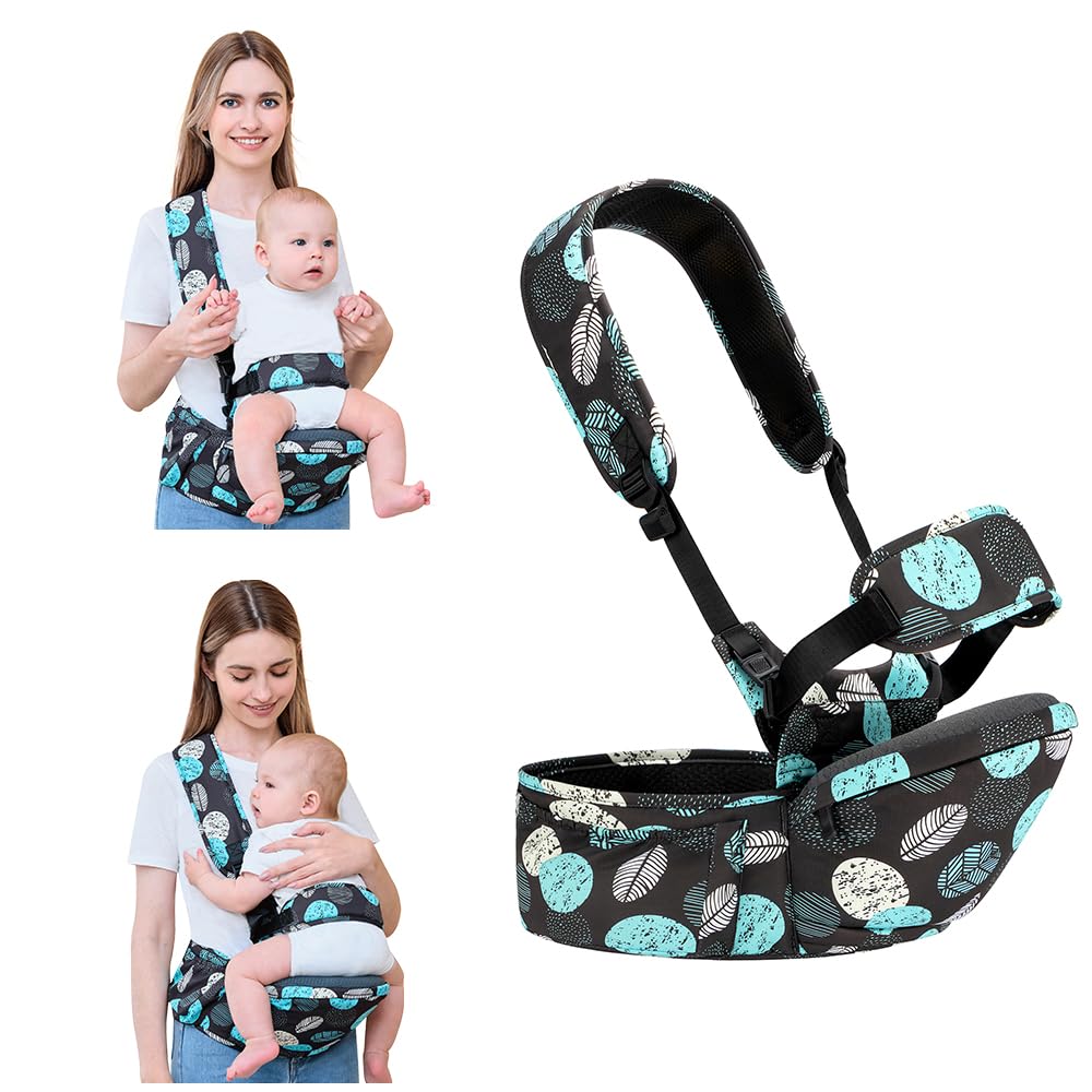 Baby Hip Seat Carrier Baby Waist Stool for Child Infant Toddler with Adjustable Strap Buckle Pocket Soft Inner Huge Storage,Black