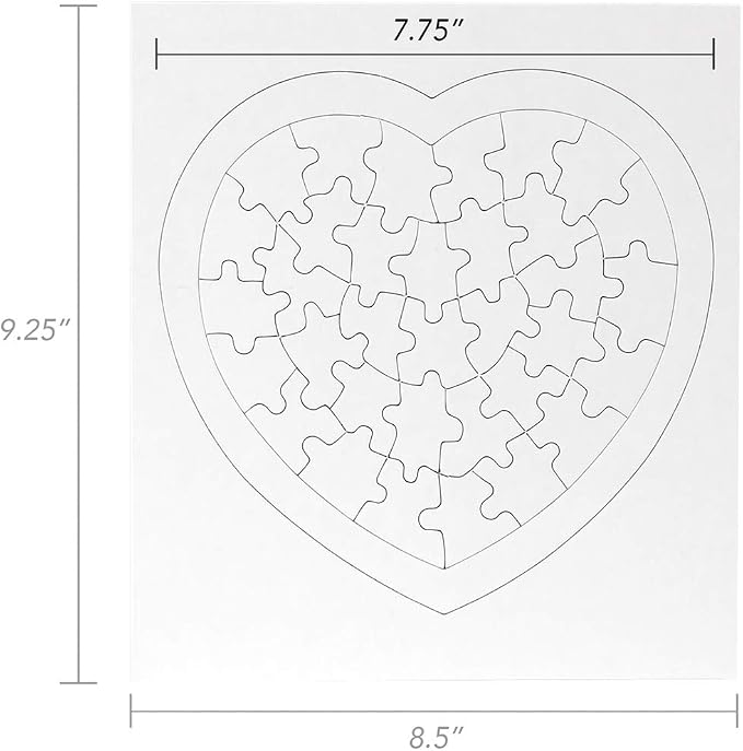Hygloss 6 Blank Heart Puzzles – 8.5 x 9.5 Inches