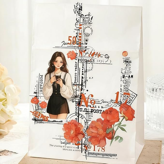 180PCS Vintage Transparent Border Landscape Scrapbooking Stickers