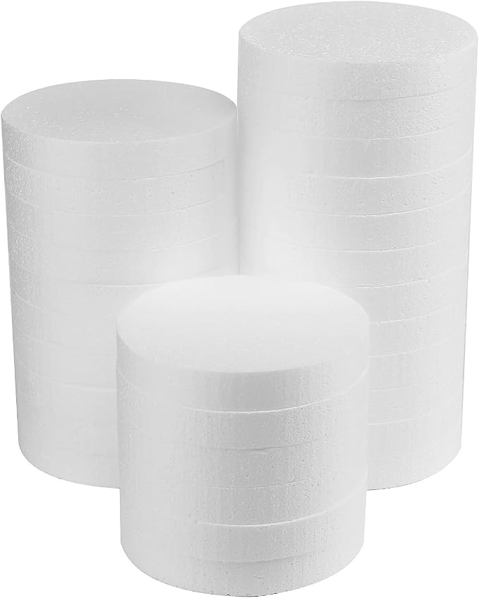 FFchuanhe 28 Pack Crafts Foam Circles, Polystyrene Round Foam Discs