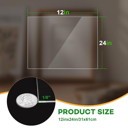VOISEN 2 Pack Plexiglass Sheets 1/8 Inch Thick, Display Cases, Sneeze Guard