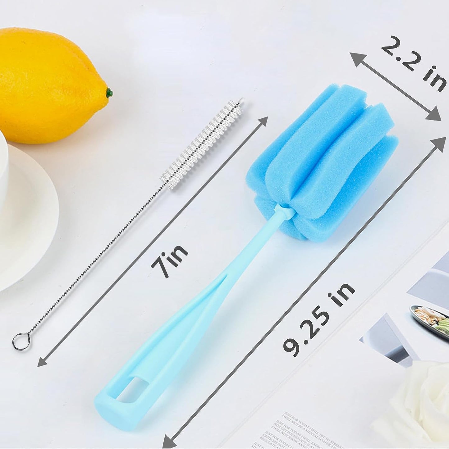 8PCS Bottle Brush Sponge Cup Brush with Straw Brushes Long Handle Cleaner Brush for Baby Bottle Glasswares Mugs Cups Kitchen Clean (4 Bottle Brushes + 4 Straw Brushes)