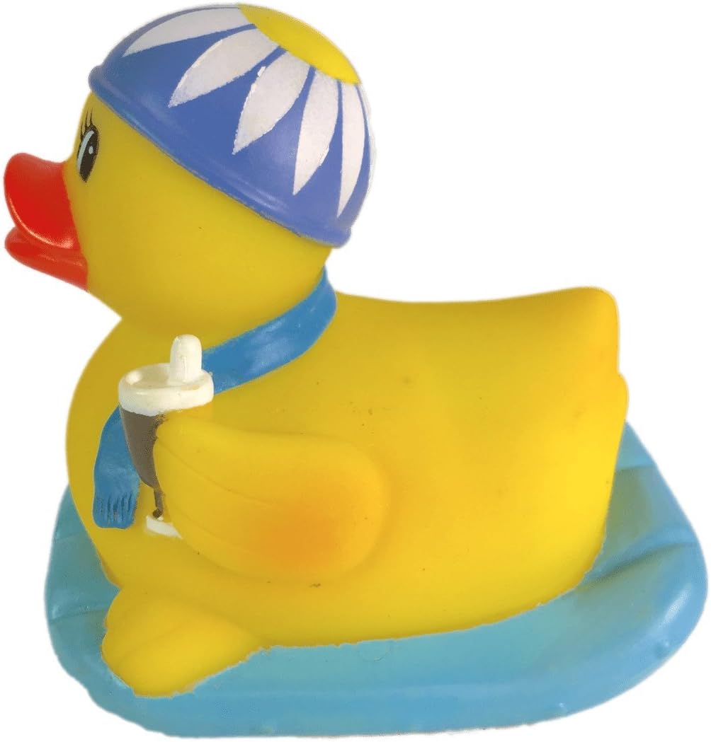 3" Pool Party Rubber Duck [Sealed Hole, Floats Upright] - Baby Safe Bathtub Bathing Toy