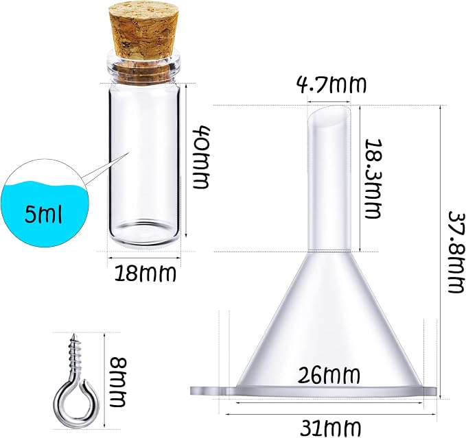 Yungyan 50 Pieces Small Mini Glass Bottles Jars