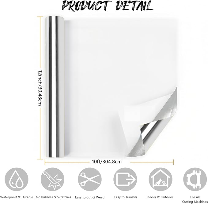 Silver Permanent Adhesive Vinyl, Party Decorations, Scrapbooking & DIY Crafts