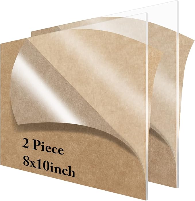 2 Pieces 8 x 10 Clear Acrylic Sheets Blank Acrylic Signs, 1/8 inch Thick