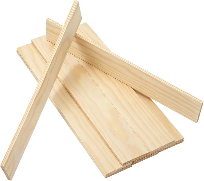 MECCANIXITY 10Pcs Wood Strips Slats, 1/8" x 1‑1/4" x 8" Thin Wood Sticks Flat