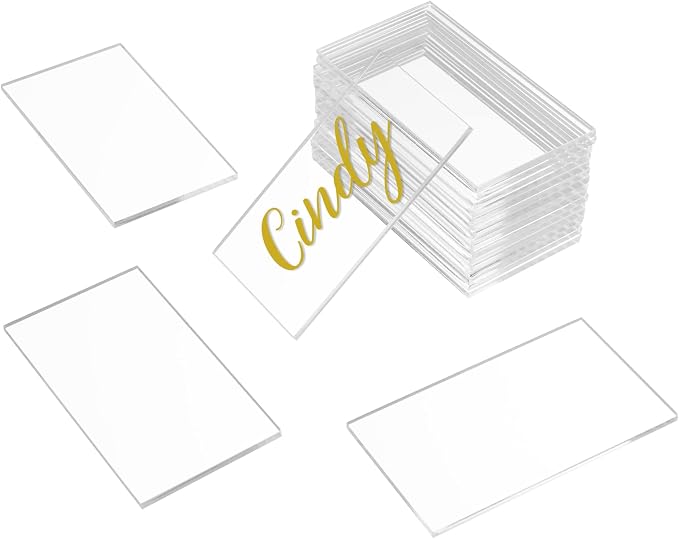 KAITELA 12 Pcs Clear Acrylic Place Cards 4" x 2.5" Rectangle Blanks |