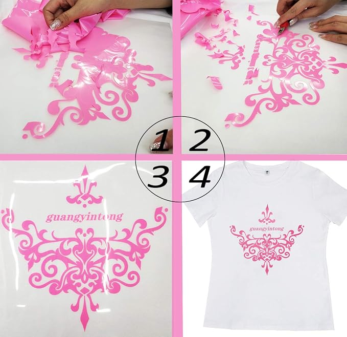 guangyintong Heat Transfer Vinyl Pink HTV Rolls, Matte Surface