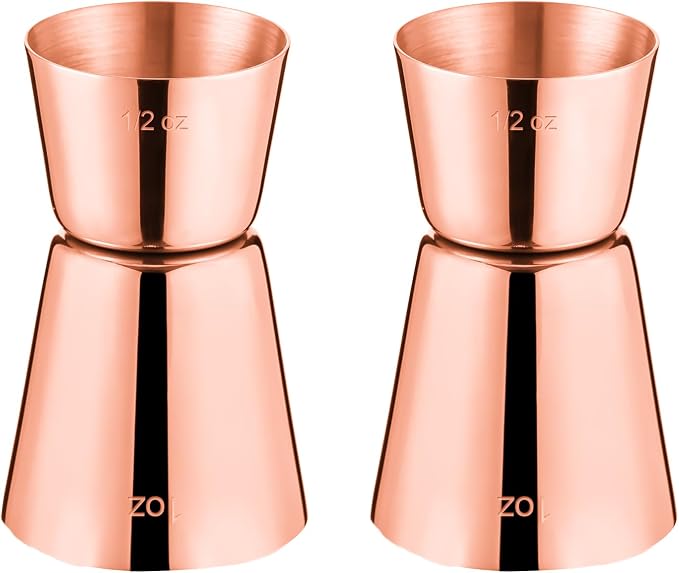 Briout Jigger for Bartending, Flat Edge Rose Gold