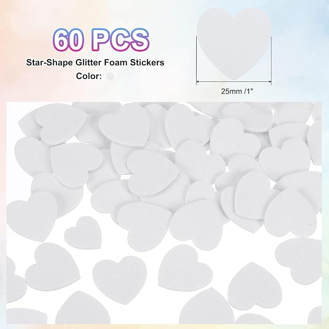MECCANIXITY 60Pcs Glitter Foam Stickers 1 Inch Self-Adhesive Sparkly