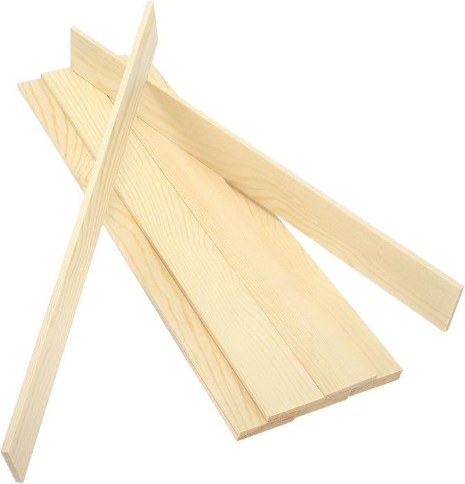 MECCANIXITY 10Pcs Wood Strips Slats, 5/32" x 1‑5/8" x 16" Thin Wood Sticks Flat