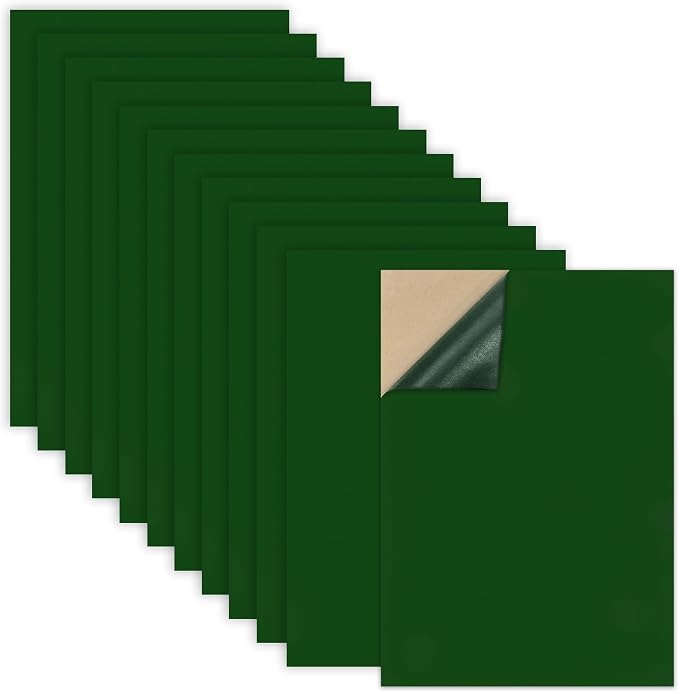 Caydo 12PCS Self Adhesive Felt Sheets, Soft Velvet Green Felt Fabric