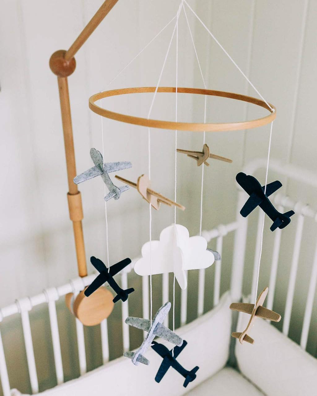 Sorrel + Fern Baby Crib Mobile (Airplanes in The Clouds, Short Version) - Nursery Decoration and Baby Shower for Boys & Girls