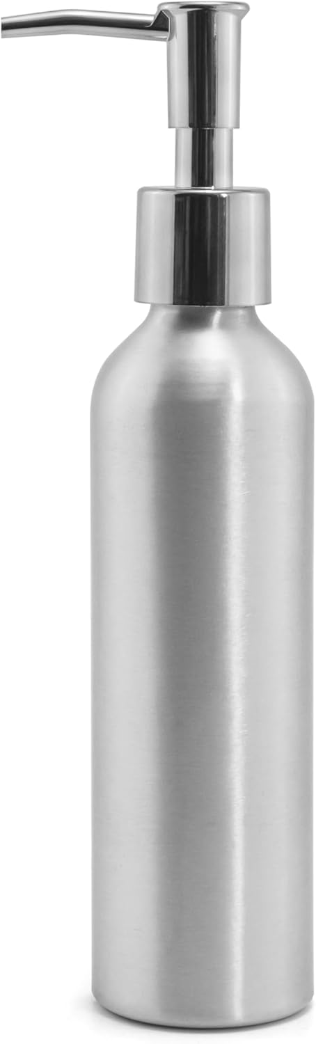 Elitzia ETOH01 ETOH02 Massage Oil Warmer Use Metal Pump Bottle Dispenser 1 Pack 8.45oz/250ml Portable Cylinder Massage Oil Gel Lotion Pump Durable Refillable Containers (Aluminum Bottle)
