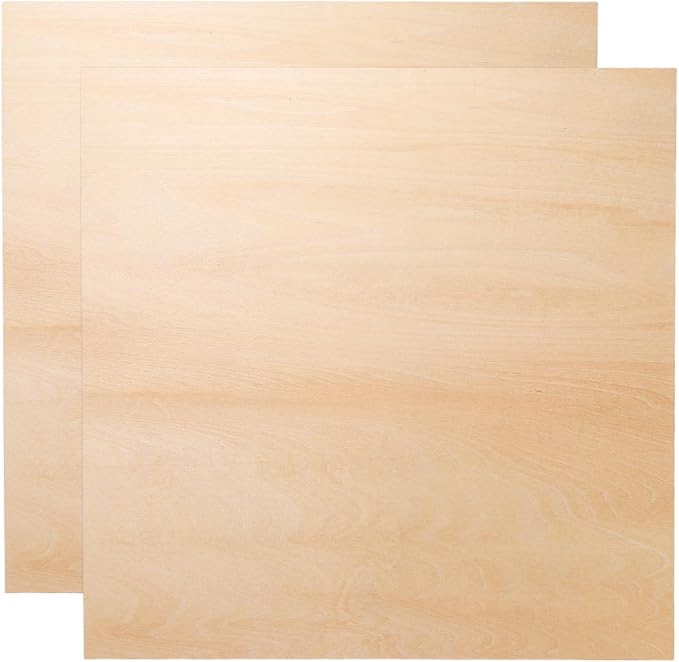 HARFINGTON 2pcs 3mm Basswood Plywood Sheets 12" x 12" x 1/8" Thin Unfinished