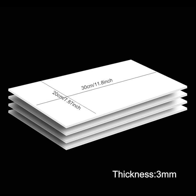BENECREAT 5 Sheets 3mm White Foam Boards 11.8x7.8inch Rectangle Foam PVC Sheet