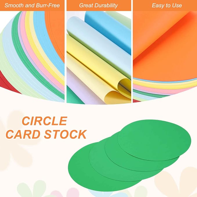 MECCANIXITY 24 Pcs Circle Card Stock, 8.3 Inch Round Cutouts Paper Thick