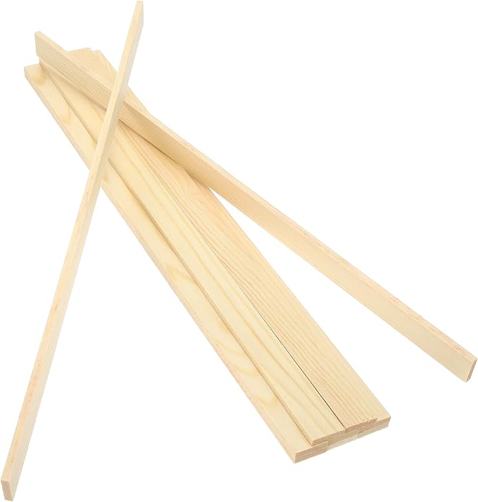 MECCANIXITY 10Pcs Wood Strips Slats, 5/32" x 7/8" x 16" Thin Wood Sticks Flat