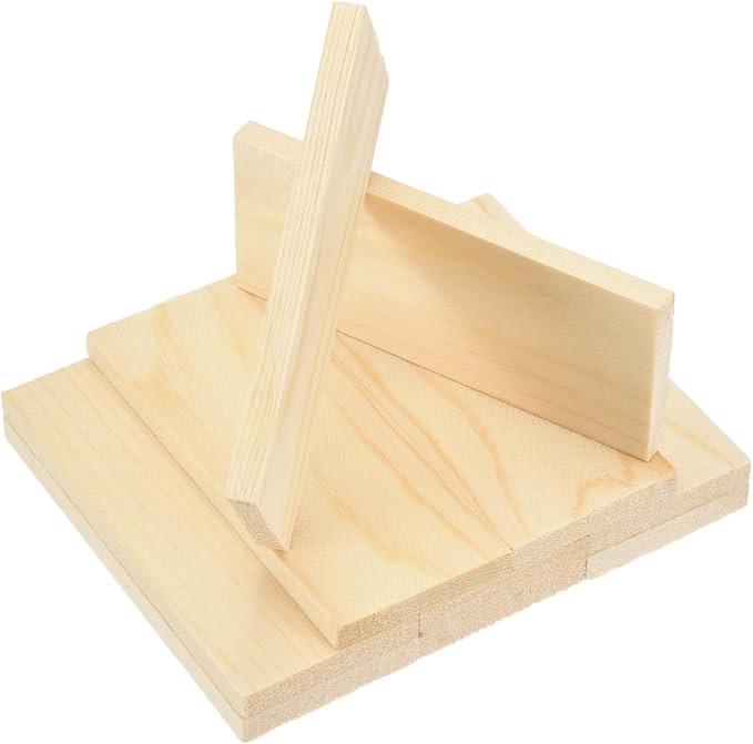 MECCANIXITY 10Pcs Wood Strips Slats, 1/4" x 1‑5/8" x 4" Thin Wood Sticks Flat