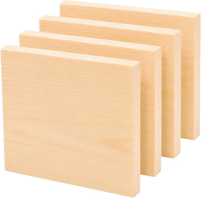 4 PCS Solid Pine Wood Blocks, Laser Engraving, DIY Signs, Home Decor and Craft