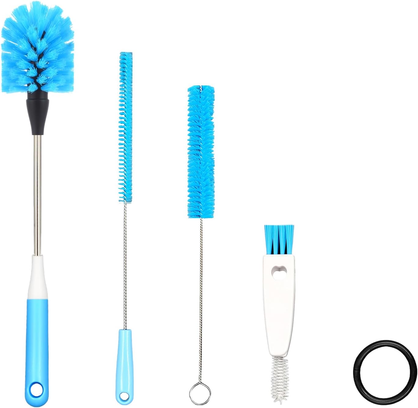 4-in-1 Bottle Brush, 15 in Water Bottle Brush & Straw Cleaner Brush,Lid Brushe,Bottle Cleaning Brush for Water Bottle, Flask,Wine Decanters,Straws-Blue