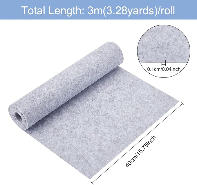 BENECREAT 9.8ft x 15.75" Light Gray Felt Fabric, Jewelry Box Lining, Craft Felt