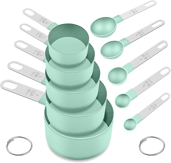 Measuring Cups and Spoons Set, 10 Pieces Nesting Measure Cups and Spoons