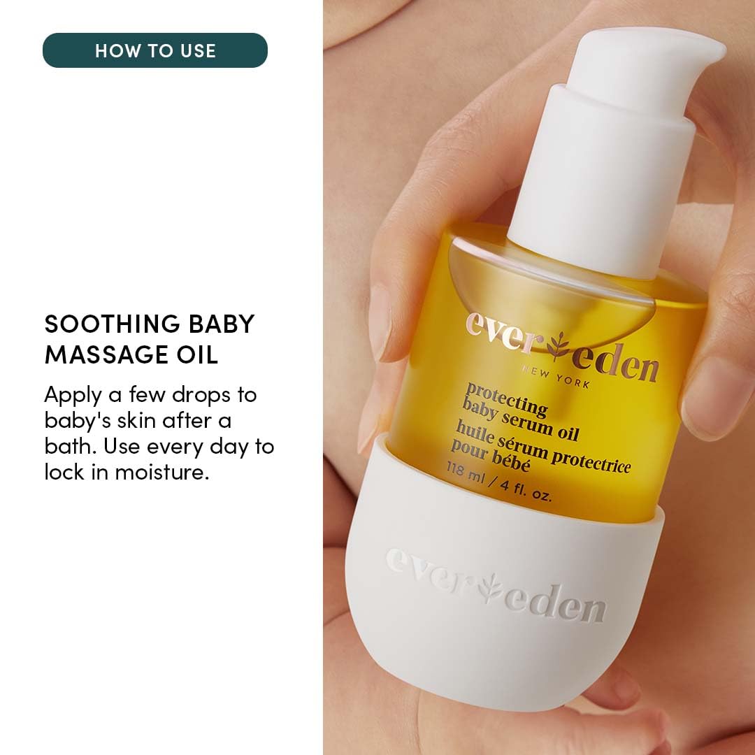 Evereden Protecting Baby Massage Oil, 4 oz. | Baby Oil for Newborn | Clean and Gentle Baby Care | Non-toxic and Fragrance Free | Made with clean ingredients
