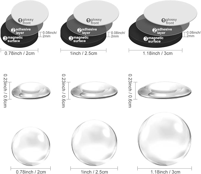 72 Pieces Round Craft Magnets Glass Ceramic Ferrite Magnet